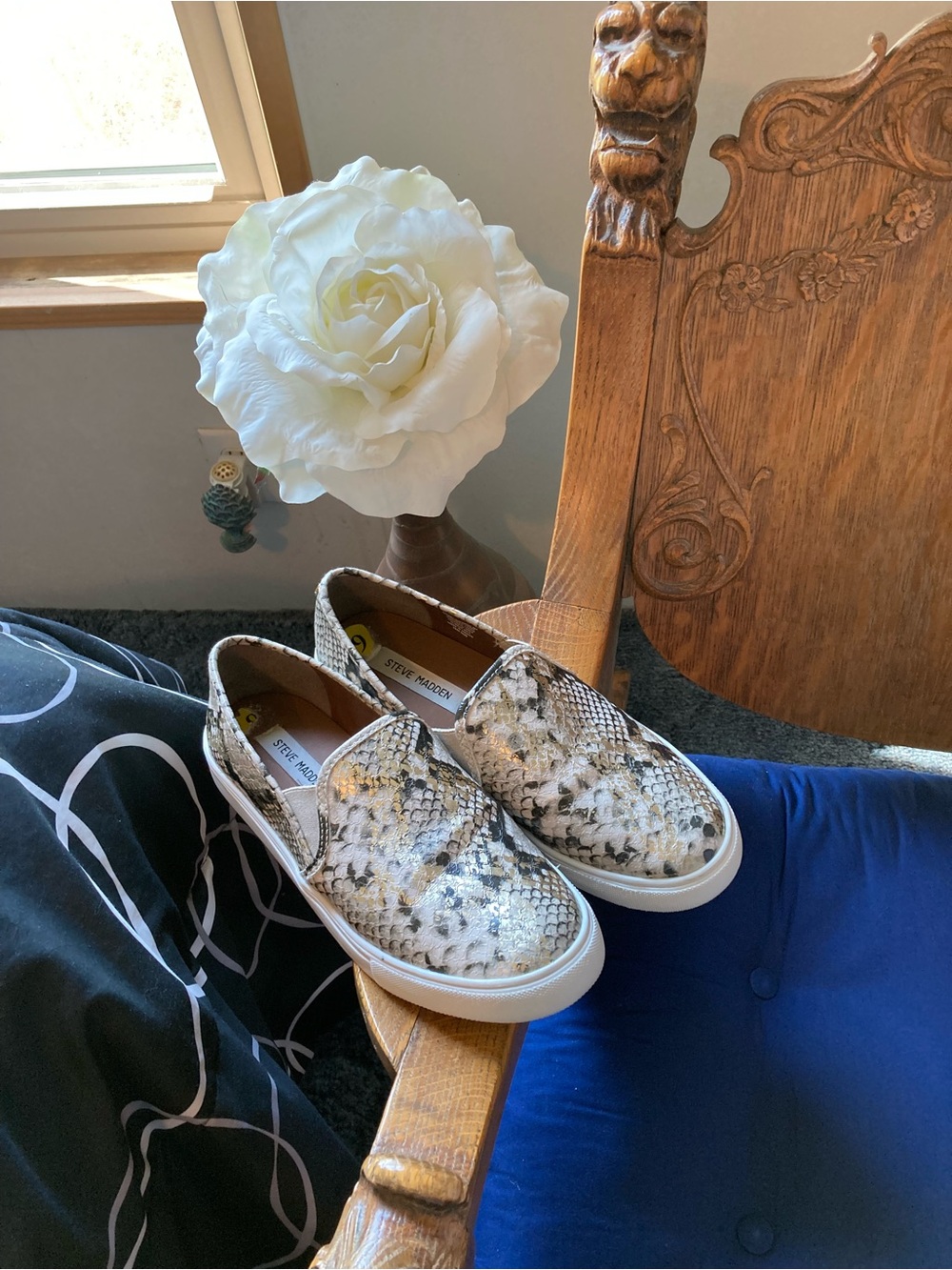 Steve Madden Beige Snakeskin Slip-On Sneakers